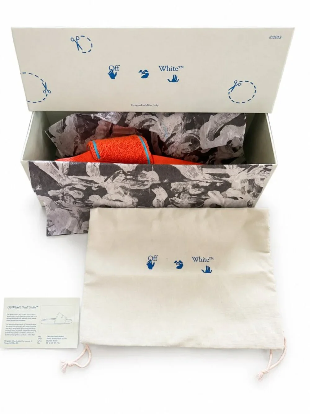 NWT Off-White Towel Embroidery Slides Orange Men’s US 9.5 EU 43
